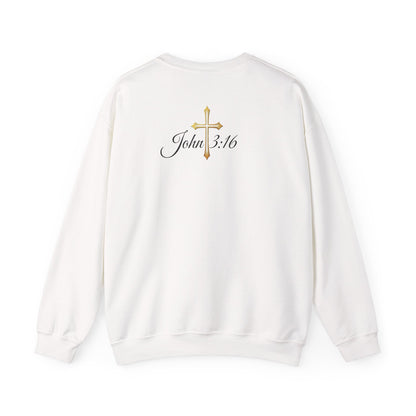Saved Women’s Sweatshirt – Christian Faith Apparel with Cross & John 3:16
