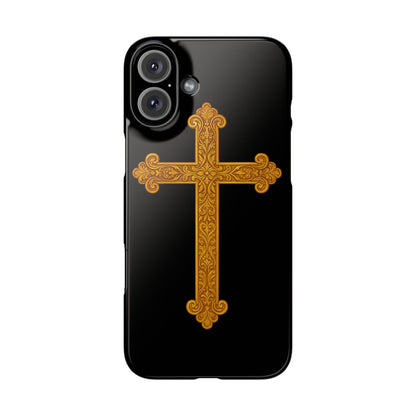 Black iPhone Snap Case – Gold Cross Design