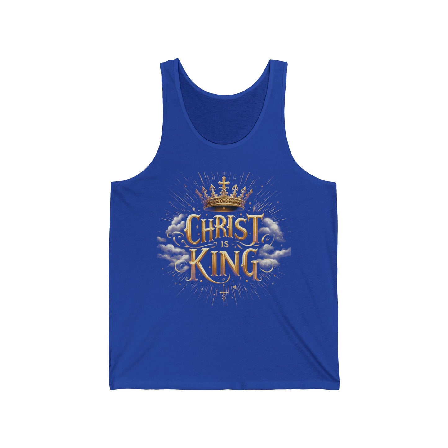 Christ the King | Women’s Faith Tank – Bold Gold Statement of Divine Strength