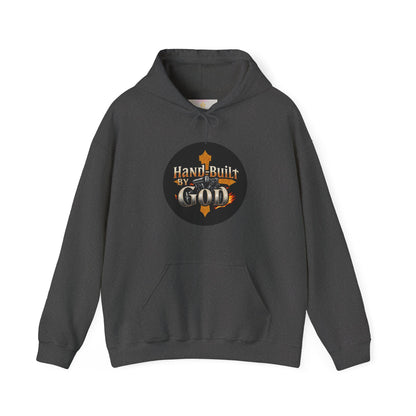 Hand Built by God Men’s Christian Hoodie – Cross & Engine Design