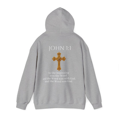 “The Word Eternal” – Women’s Christian Hoodie with White Lettering (John 1:1)
