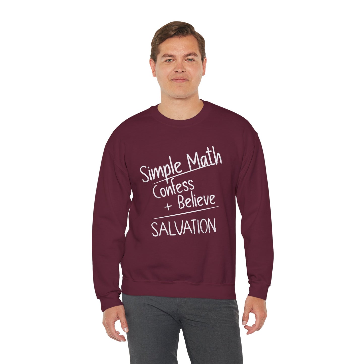 Simple Math Men’s Sweatshirt – Faith Pullover (White Chalk)