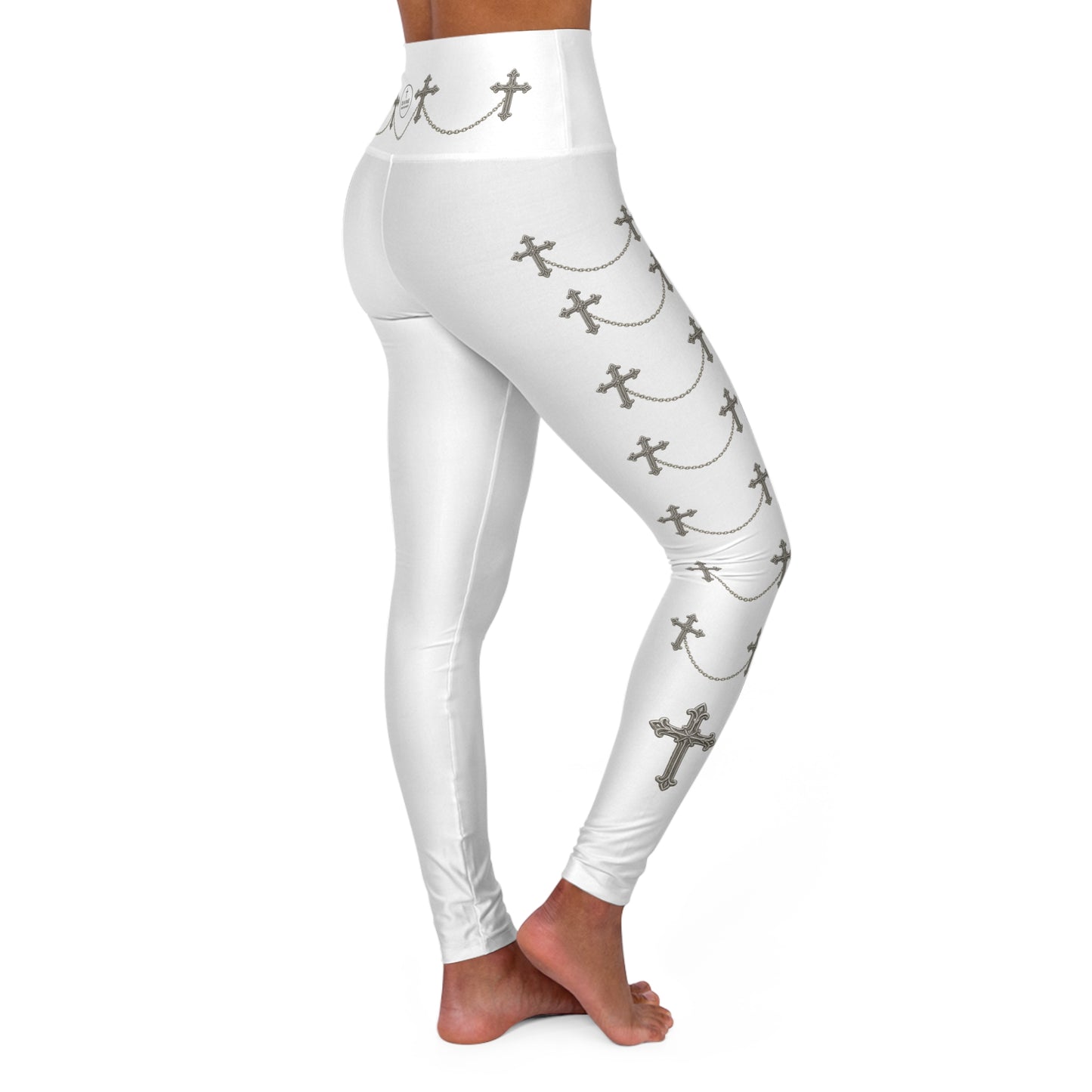 Silver Sanctuary Women’s High-Waisted Yoga Leggings in White - Christian Apparel