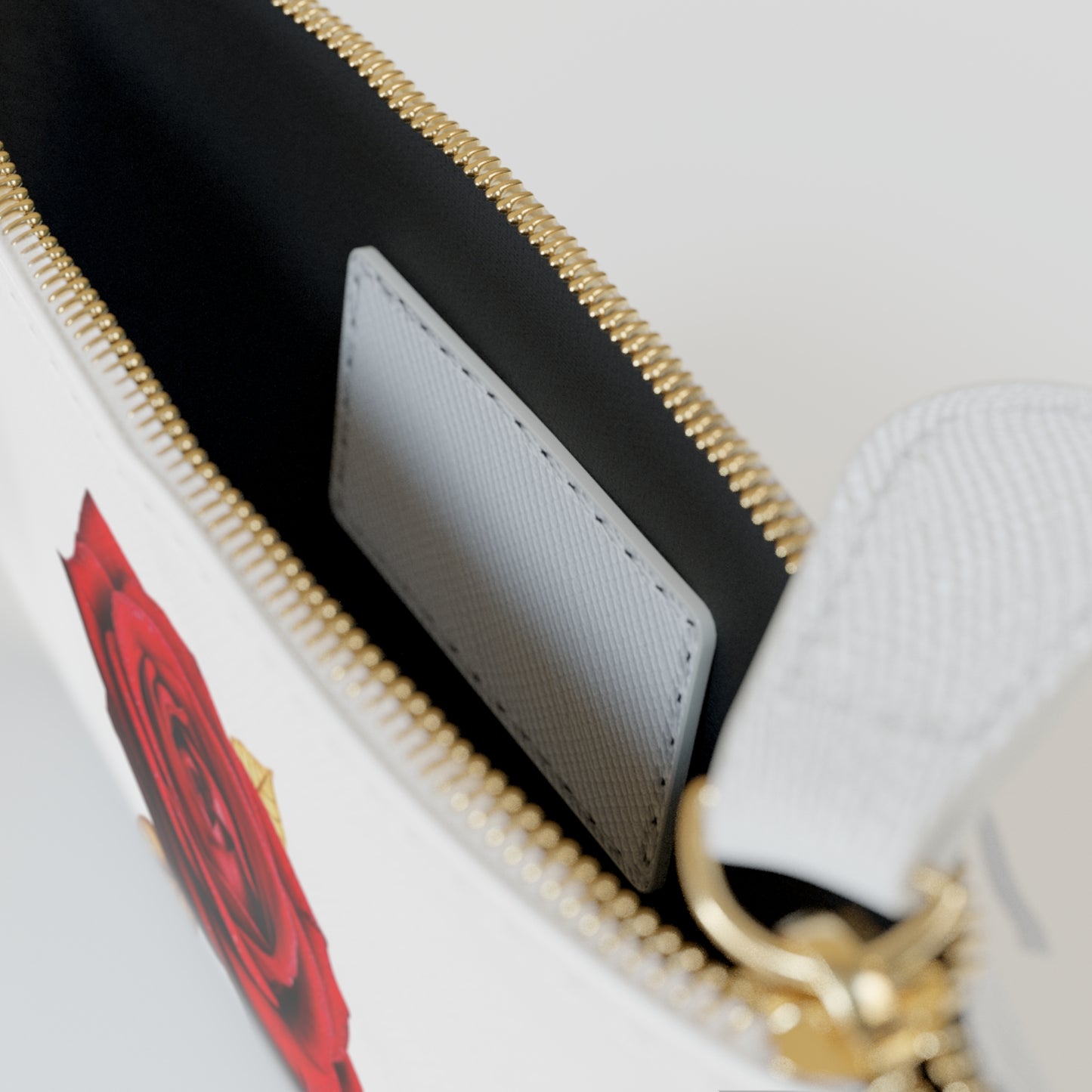 “Rose of Grace” | Women’s Mini Clutch – Red Rose Elegance