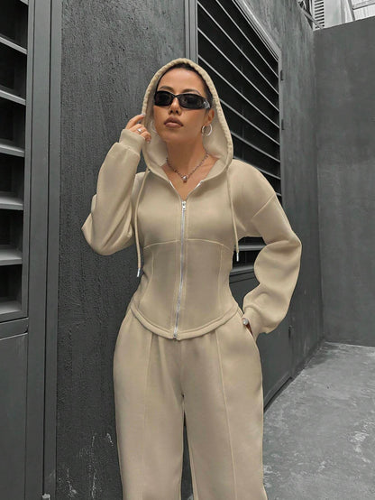 Joyous Peace Hooded Cardigan Slim Fit Set