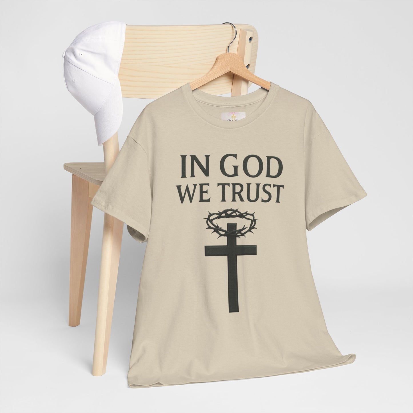 In God We Trust – Men’s Christian Tee with Cross & Crown of Thorns