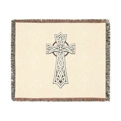 Celtic Cross Faith Blanket – Christian Woven Throw for Home & Prayer Space