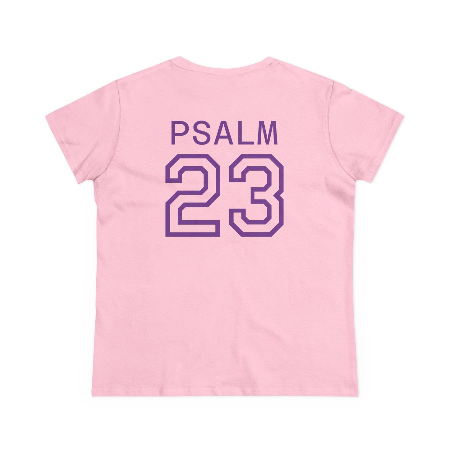Psalm 23 Women’s Tee – Inspired Sports-Style Shirt (Purple Numbering)