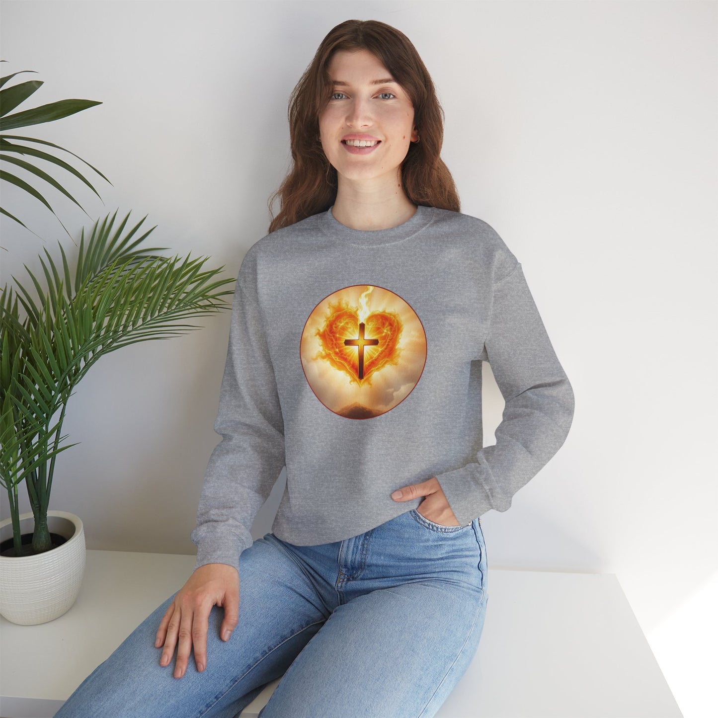 Women’s Sacred Heart Christian Sweatshirt – Symbol of Divine Love Pullover
