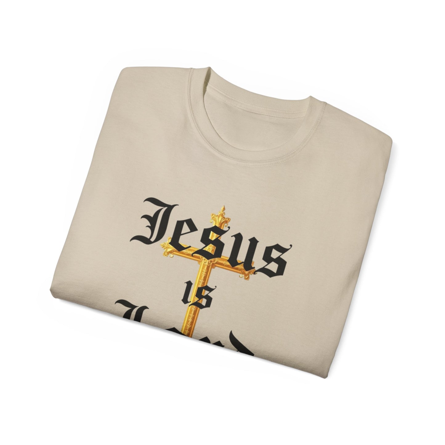 Men’s “Jesus is Lord” Christian T-Shirt with Cross – Bold Faith Statement Tee
