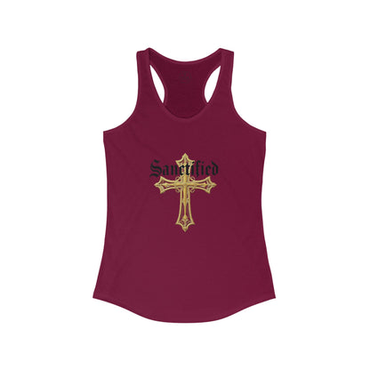 Sanctified Women's Gothic Cross Racerback Tank Top – Faith in Style