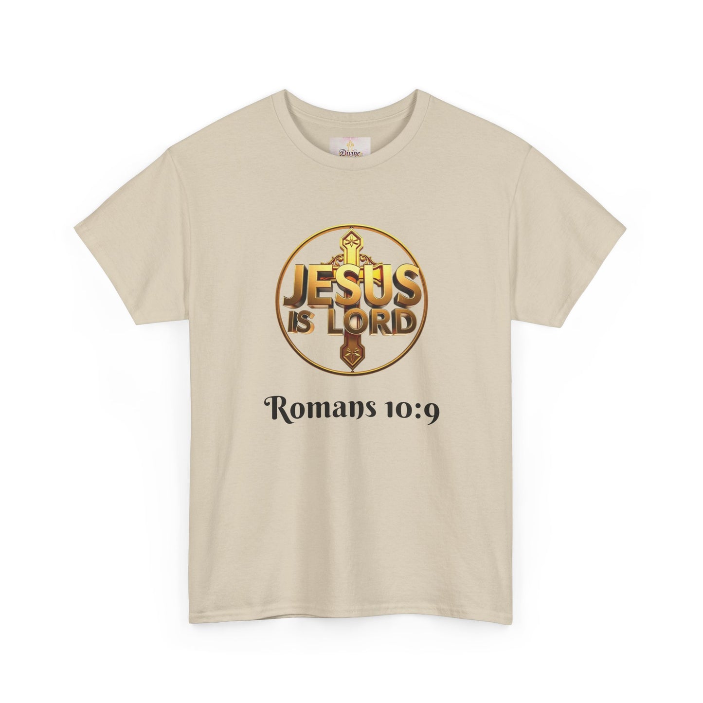 Men’s Romans 10:9 Christian T-Shirt – Jesus Is Lord & He Is Risen (Dark Lettering)