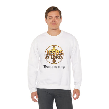 Romans 10:9 Christian Sweater – Jesus Is Lord & He Is Risen (Dark Lettering)