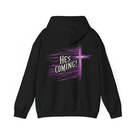 Back to Glory – Women’s Christian Hoodie with “He’s Coming” and Cross