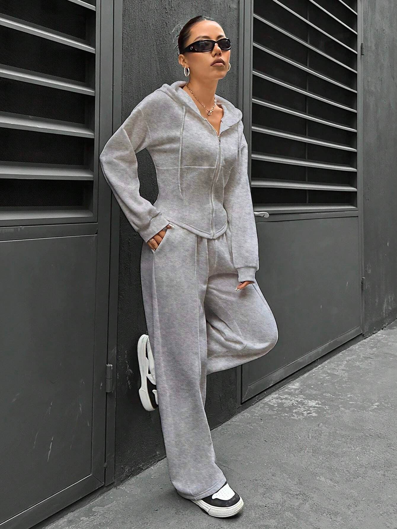 Joyous Peace Hooded Cardigan Slim Fit Set