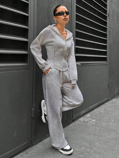 Joyous Peace Hooded Cardigan Slim Fit Set