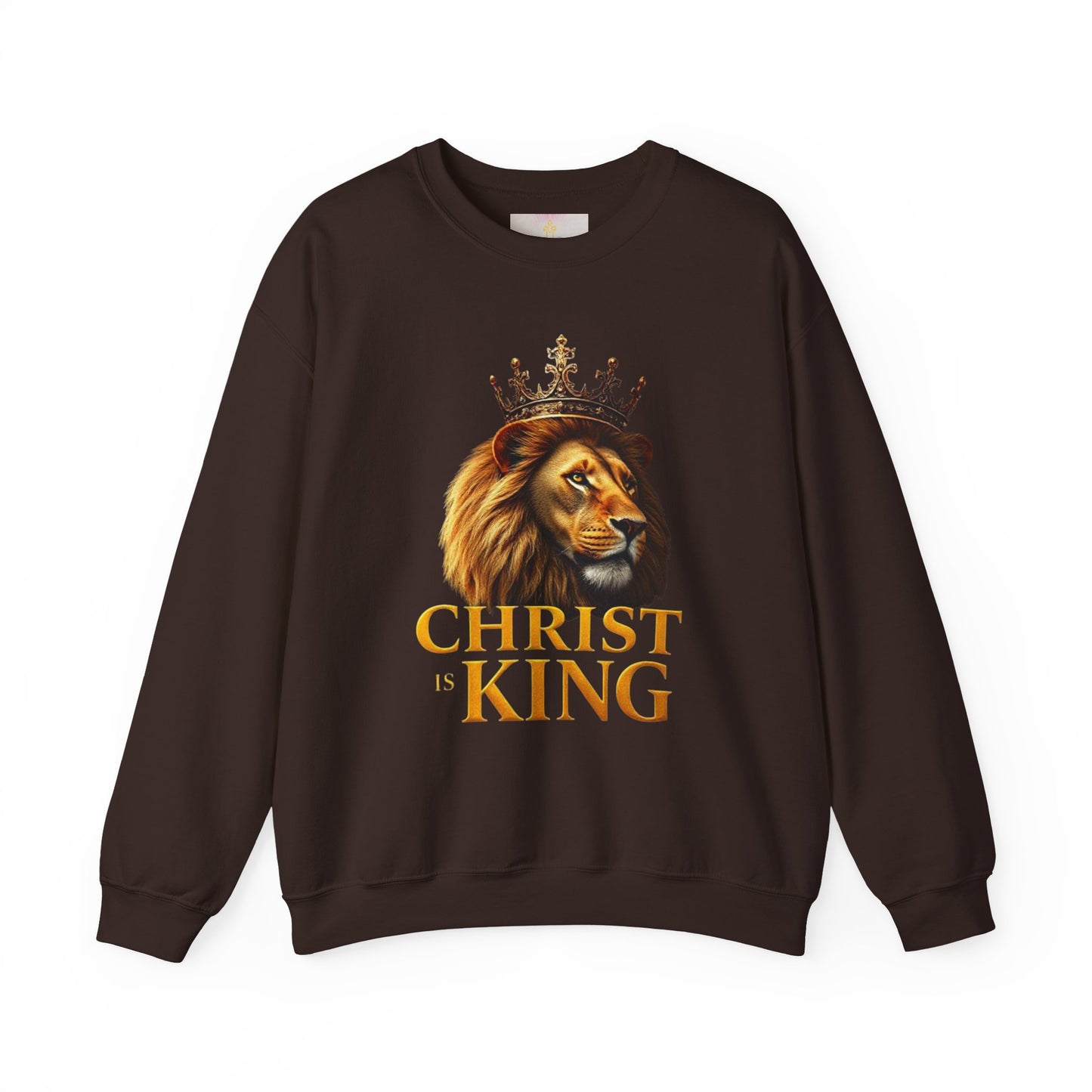 Christ is King – Men’s Christian Sweatshirt with Crowned Lion & Cross