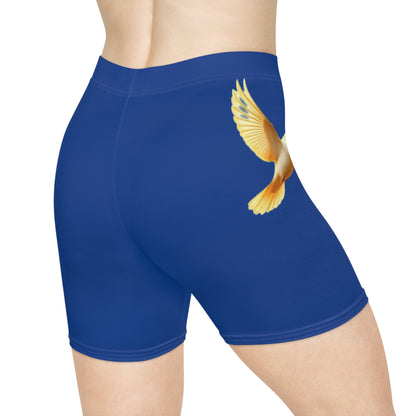 Golden Dove Women’s Biking Shorts in Blue – Spirit of Peace and Power