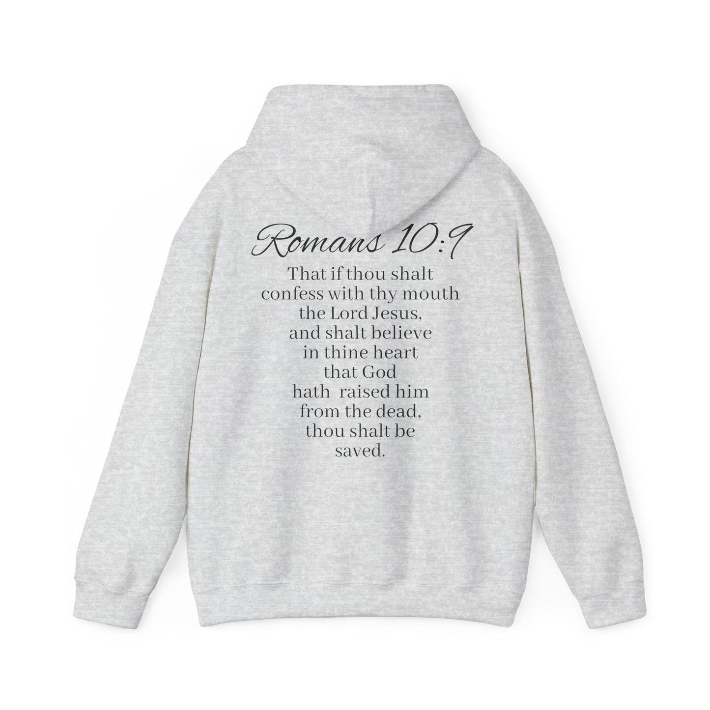 Women’s Believe Christian Hoodie – Praying Hands & Romans 10:9