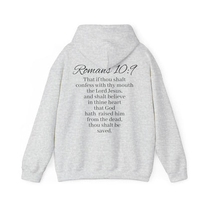 Women’s Believe Christian Hoodie – Praying Hands & Romans 10:9