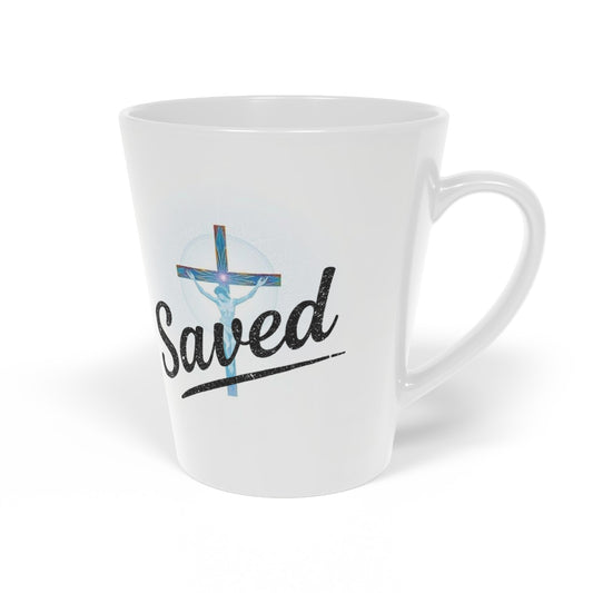 Saved Crucifix Latte Mug – Redeemed by Grace, Inspired by the Cross