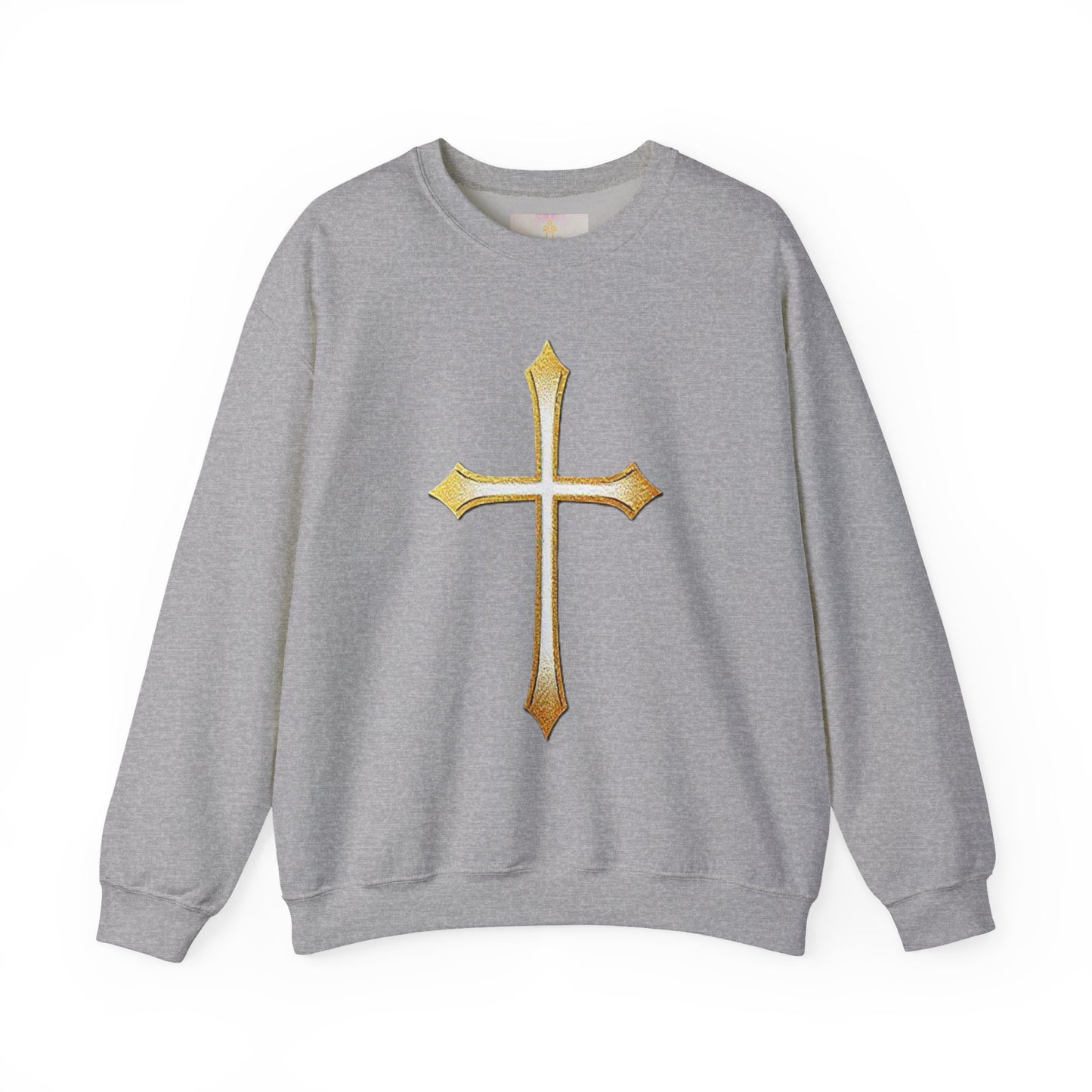 Men’s Gold Cross Sweatshirt – Bold Christian Faith Apparel