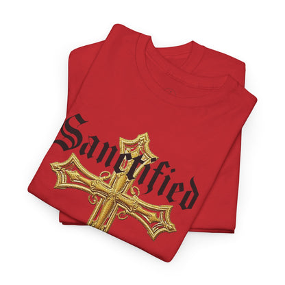 Sanctified Men's Gothic Cross T-Shirt – Faith in Bold Elegance
