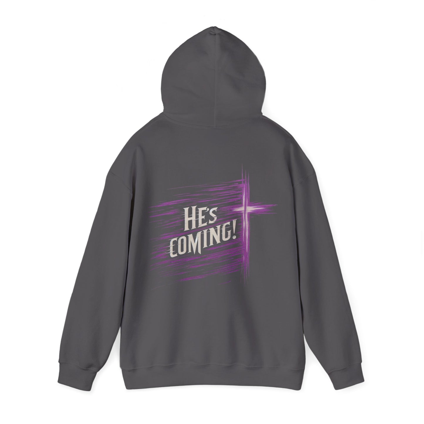 He’s Coming Soon – Men’s Christian Hoodie with Back Cross Design