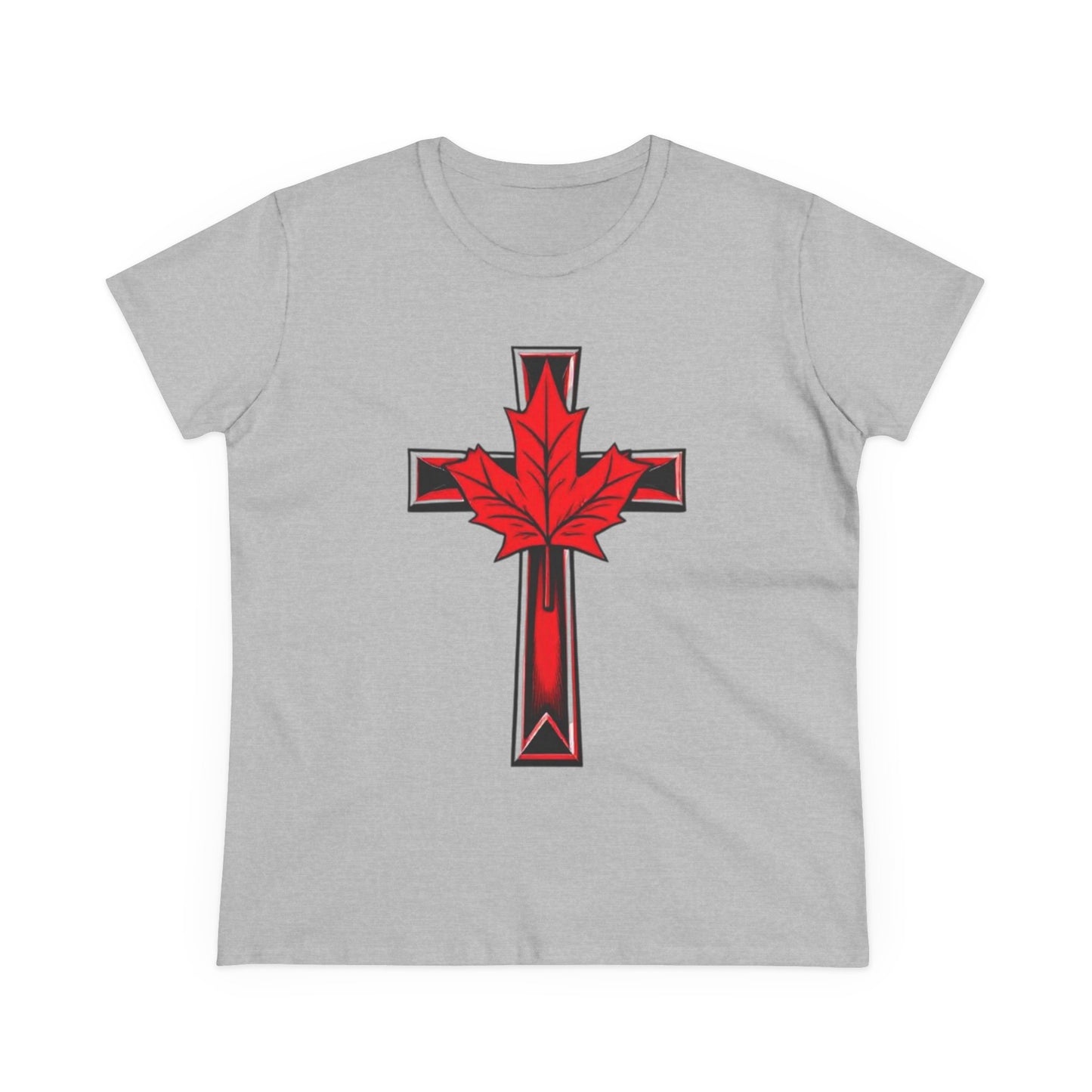 Faith & Flag – Women’s Tee with Maple Leaf Cross