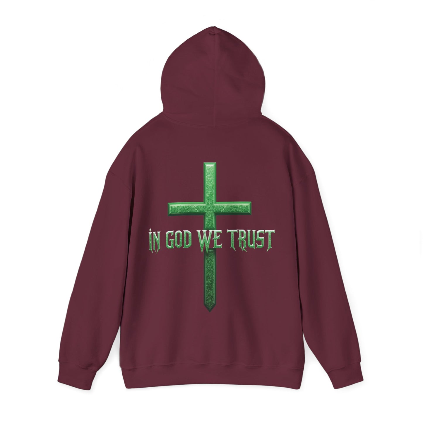 Stand Firm – Men’s Christian Hoodie with “In God We Trust” Cross Design