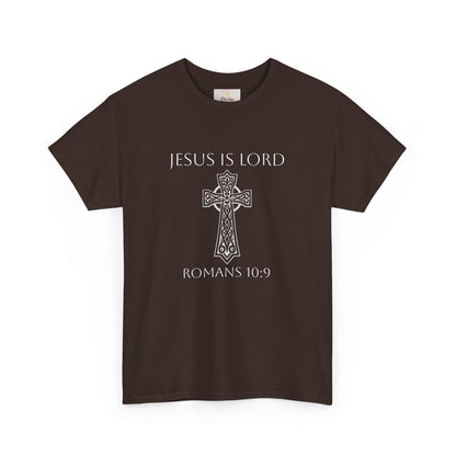Women's Jesus is Lord Christian T-Shirt – Modern Cross Design (White Lettering)