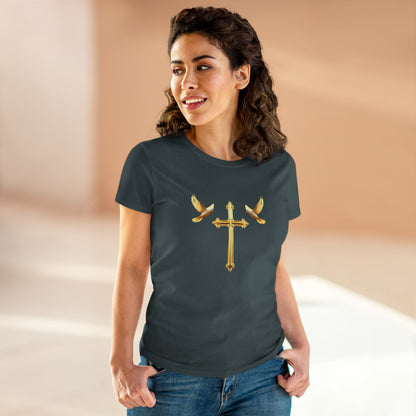 Flight of Grace – Gold Cross & Doves Tee
