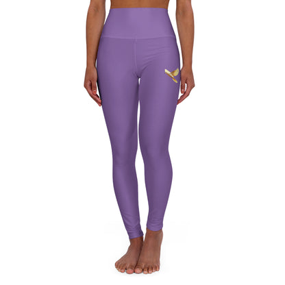 Golden Dove Women’s High-Waisted Yoga Leggings in Purple – Spirit of Peace and Power