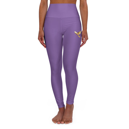 Golden Dove Women’s High-Waisted Yoga Leggings in Purple – Spirit of Peace and Power