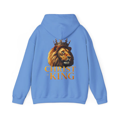 Alpha & Omega Power – Men’s Hoodie with Crowned Lion and Gold Cross