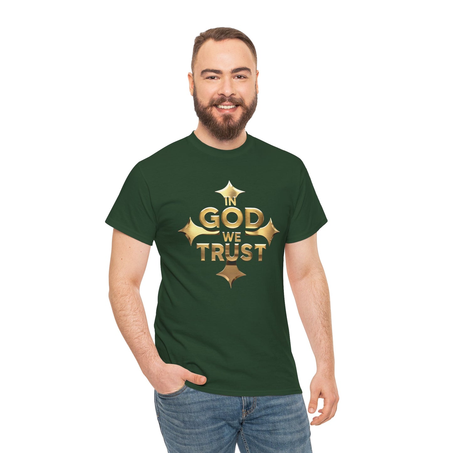 Unshaken – Men’s “In God We Trust” Cross Tee