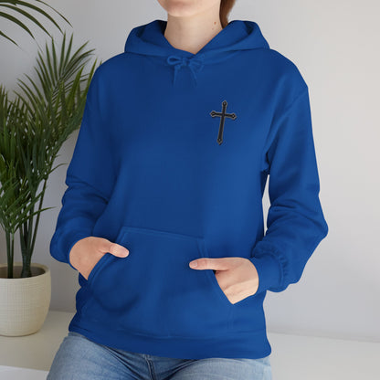 Warrior’s Black Cross Women’s Hoodie – Front & Back Christian Apparel | Ephesians 6:11