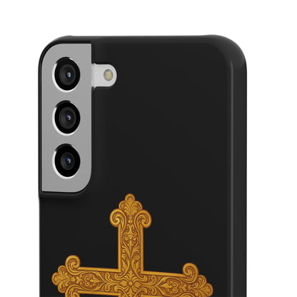Black Samsung Snap Case – Gold Cross Design