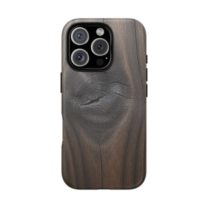 Faith Rooted in Strength – Dark Wood Grain iPhone Magnetic Tough Case