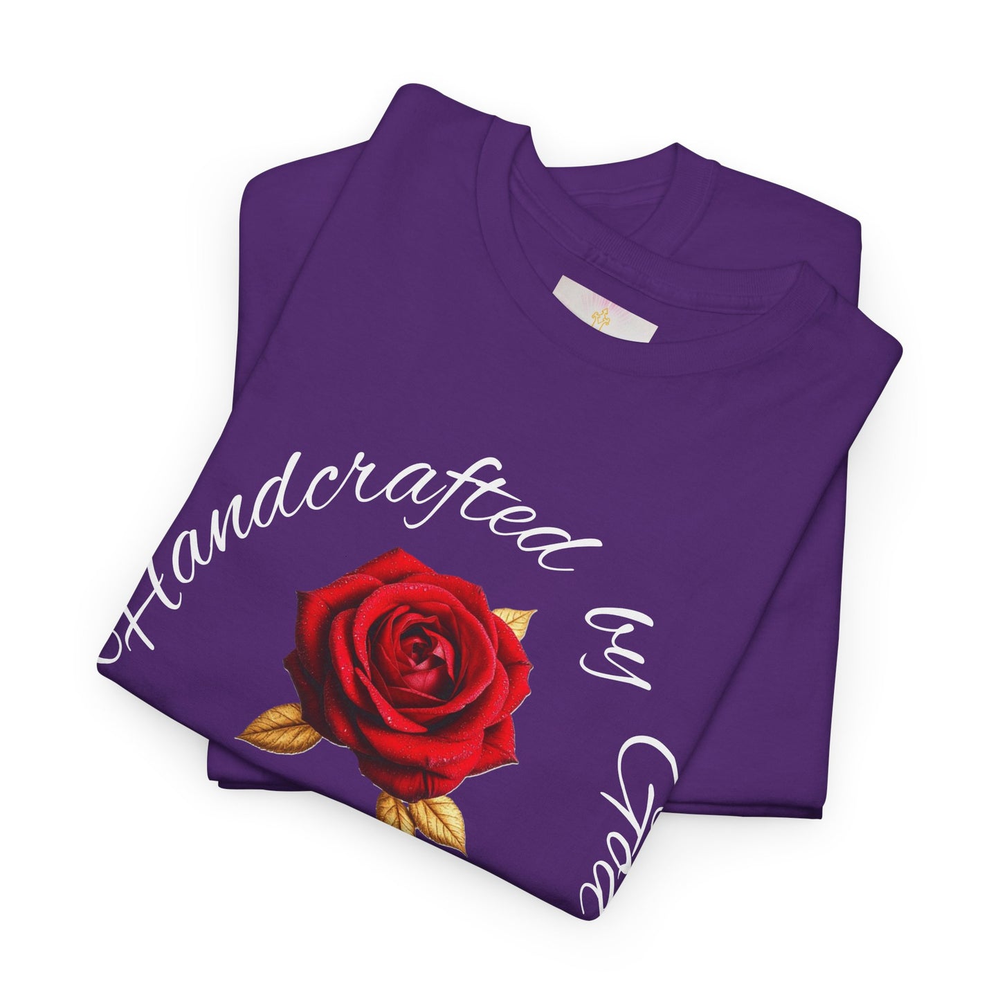 Handcrafted by God (Rose) - Woman's Christian T-Shirt (White Lettering)
