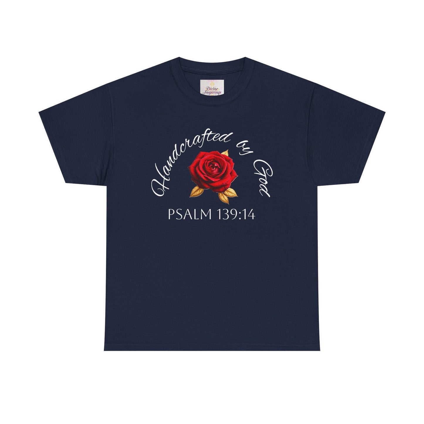 Handcrafted by God (Rose) - Woman's Christian T-Shirt (White Lettering)