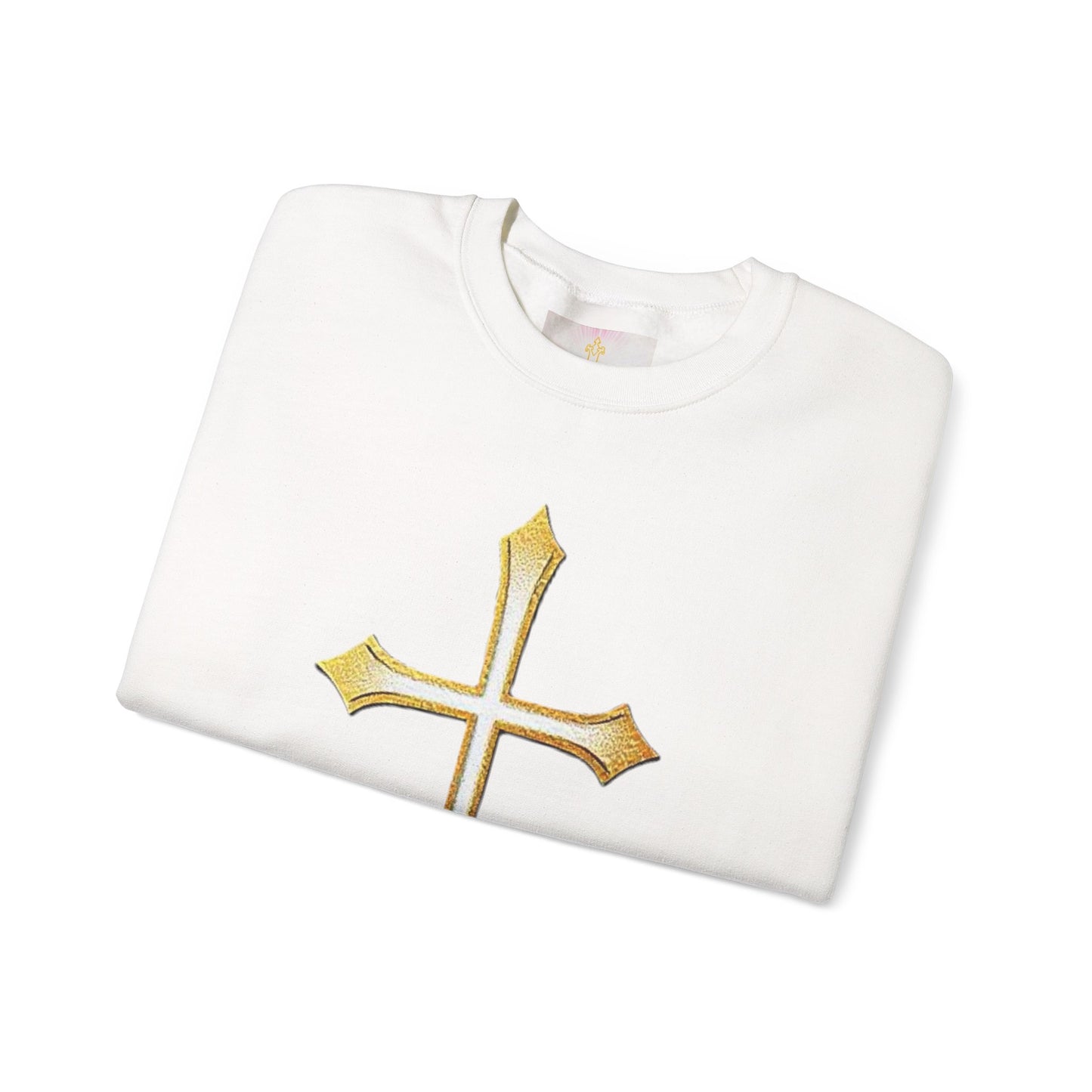 Men’s Gold Cross Sweatshirt – Bold Christian Faith Apparel