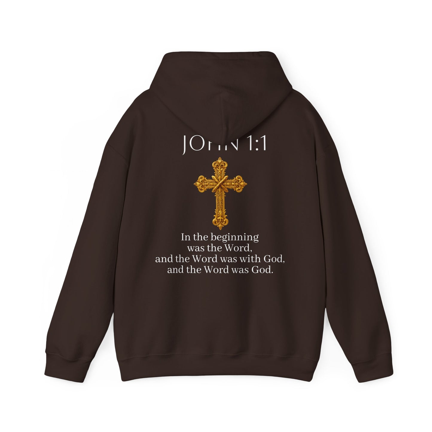 “The Word Eternal” – Men’s Christian Hoodie with White Lettering (John 1:1)