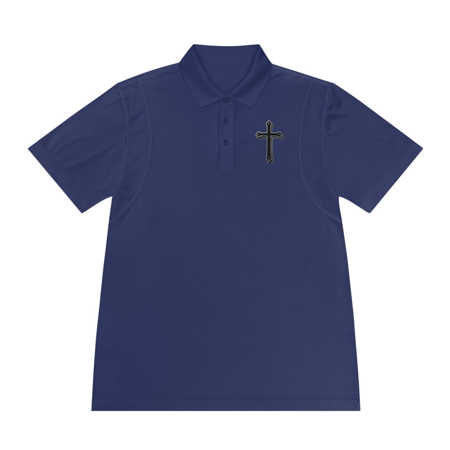 Men’s Black Cross Polo Shirt – Classic Faith-Inspired Style
