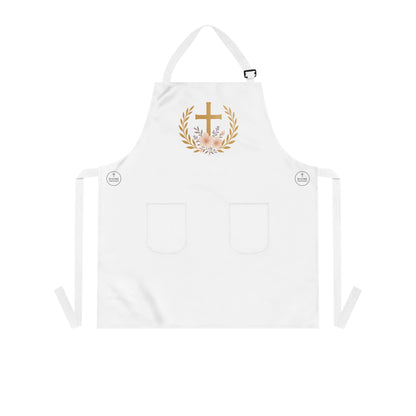 Victory in Christ Gold Cross Christian Kitchen Apron – Faith & Inspiration
