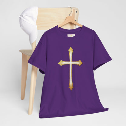 Men’s Gold Cross Tee – Christian Faith-Inspired Apparel