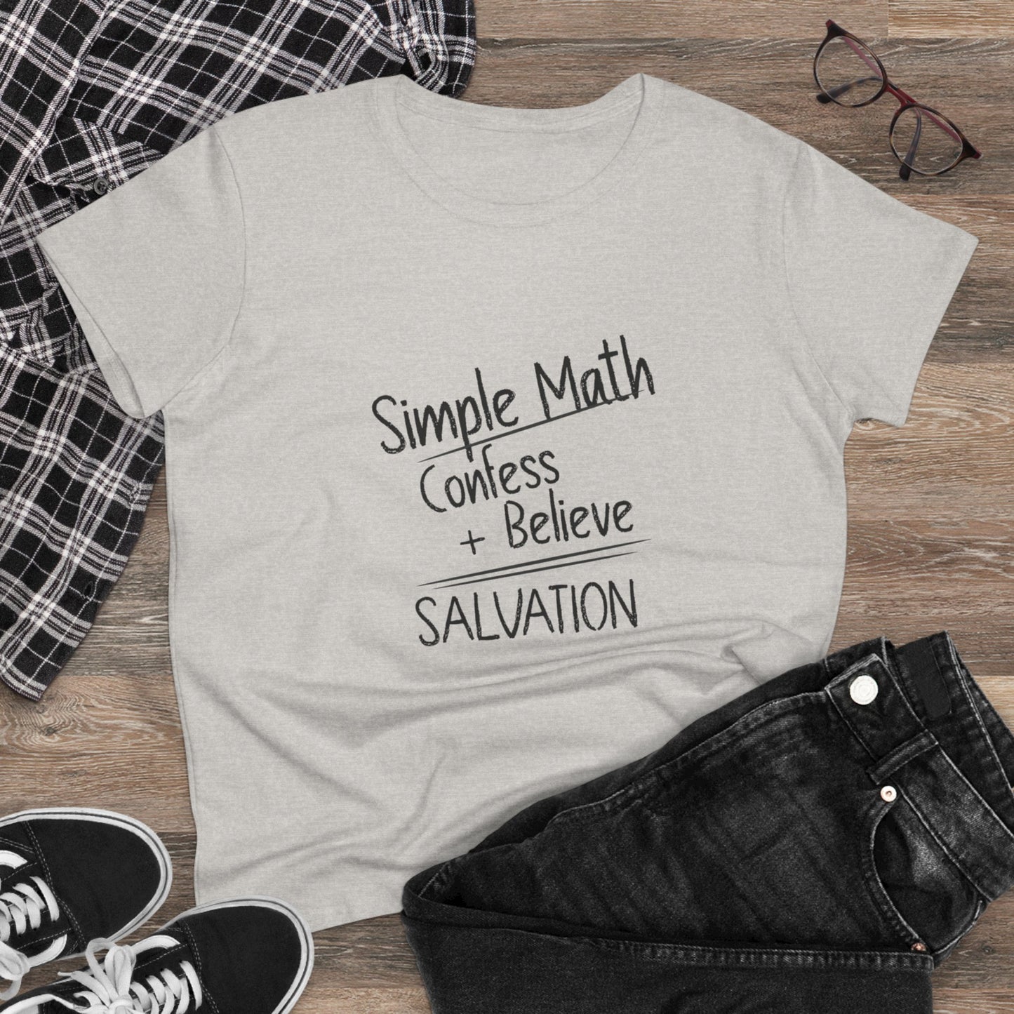 Simple Math Women’s T-Shirt – Bold Faith (Black Chalk)