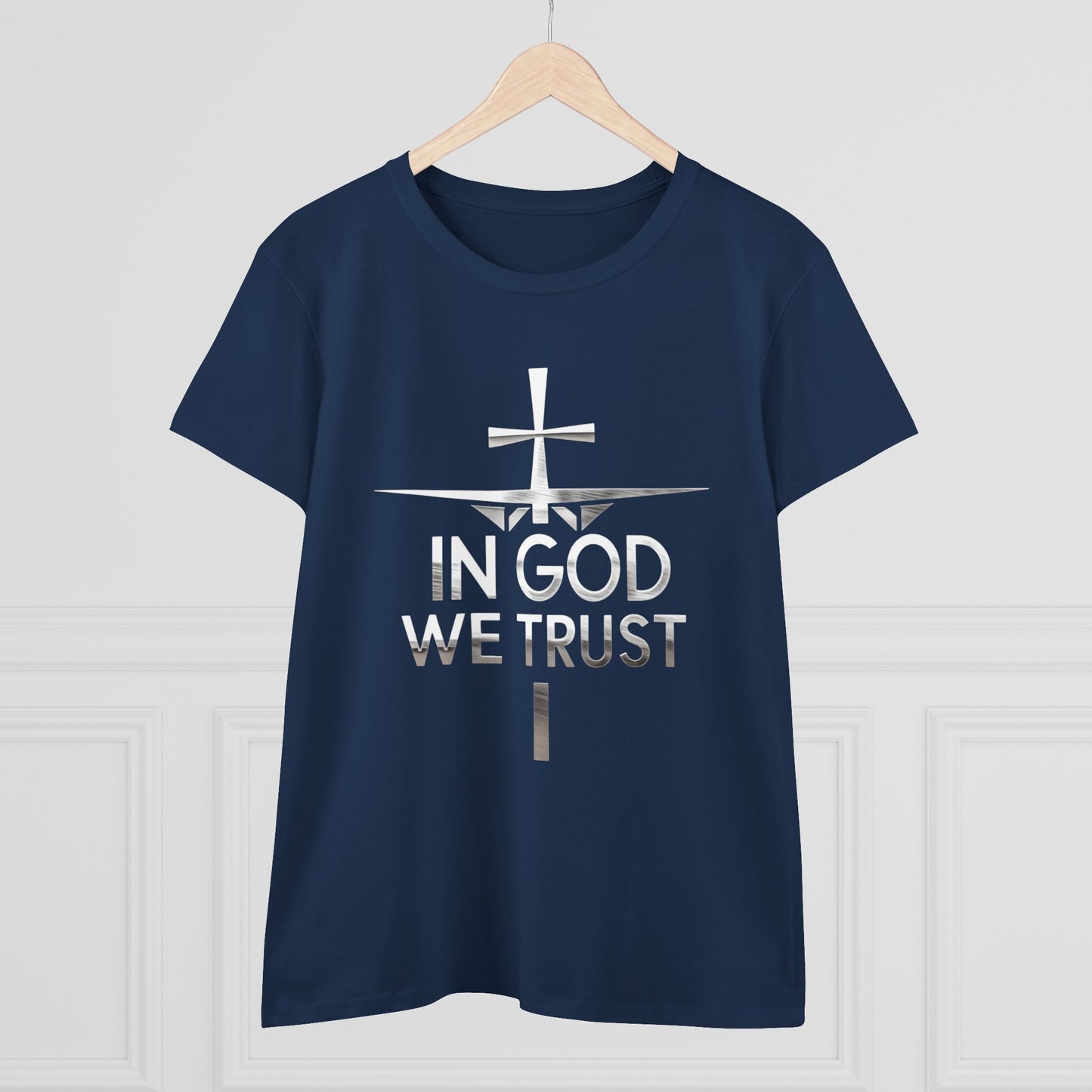 In God We Trust | Women’s Christian Tee with Scripture Back Print