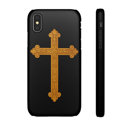 Black iPhone Snap Case – Gold Cross Design