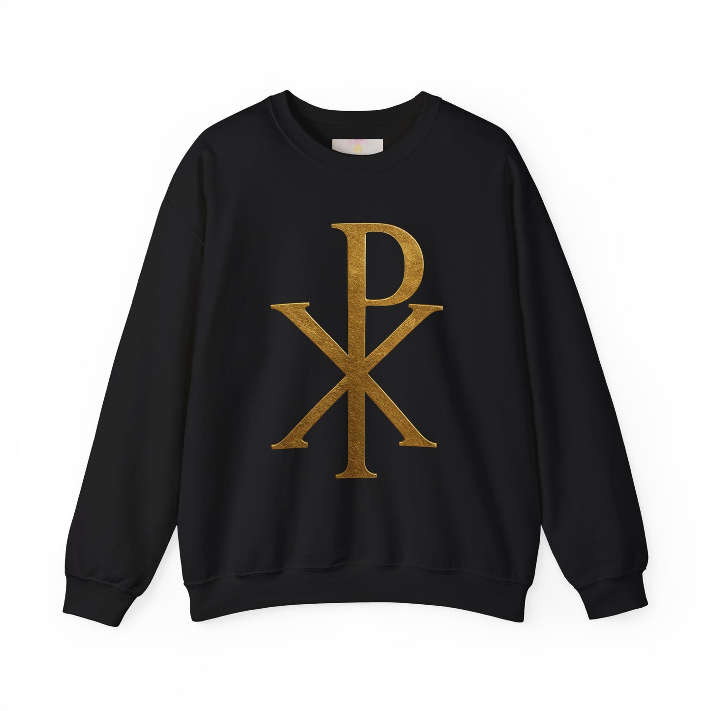 Men’s “Christ Victorious” Sweatshirt – Gold Chi Rho Emblem of Eternal Triumph